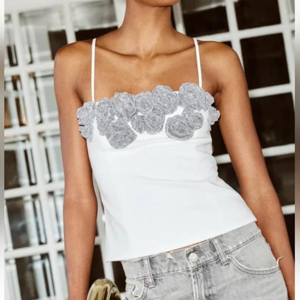Copied - New ZARA White Floral Jewel Camisole Corset Top Women L